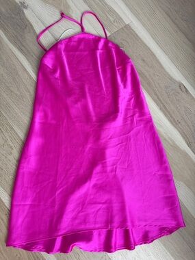 Show me your Mumu hot pink satin dress